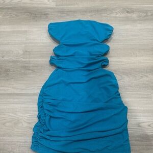 SHEIN Blue Strapless Ruched Dress NWT